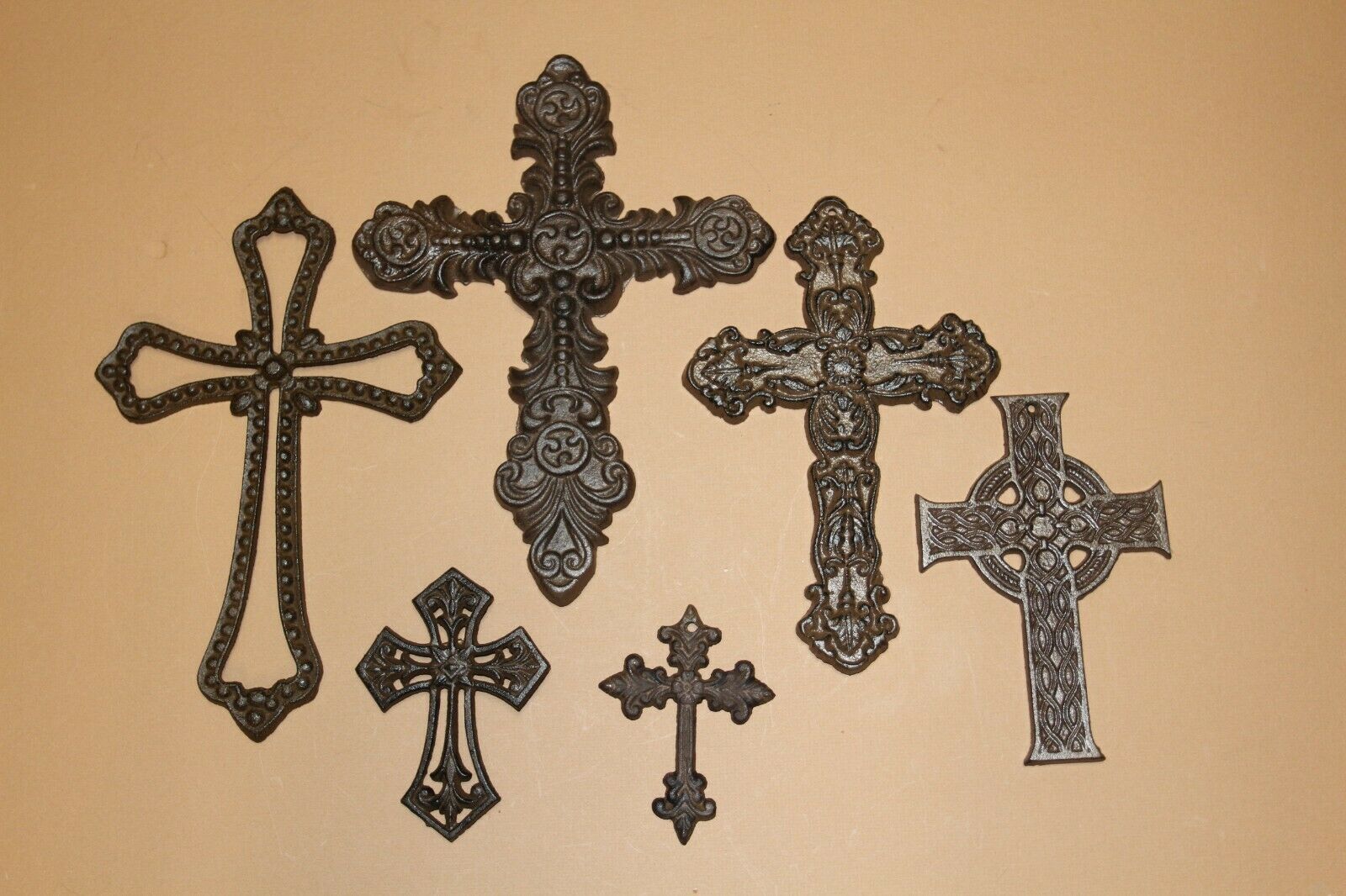 Rustica Christian Home Decor Housewarming Gift Cast Iron Wall Crosses,  Faith 6