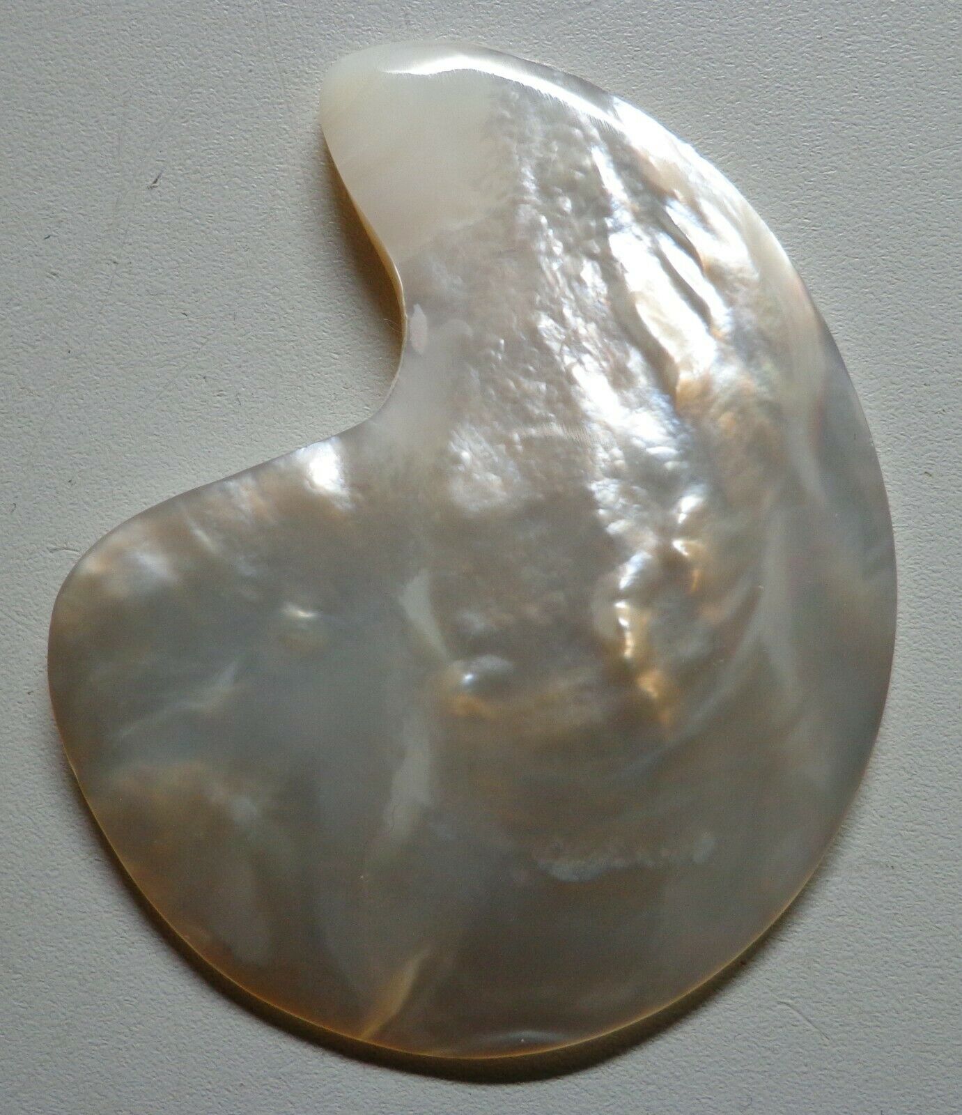 White Mother Of Pearl Curved Drop  53mm X 44mm Mop Cabochon