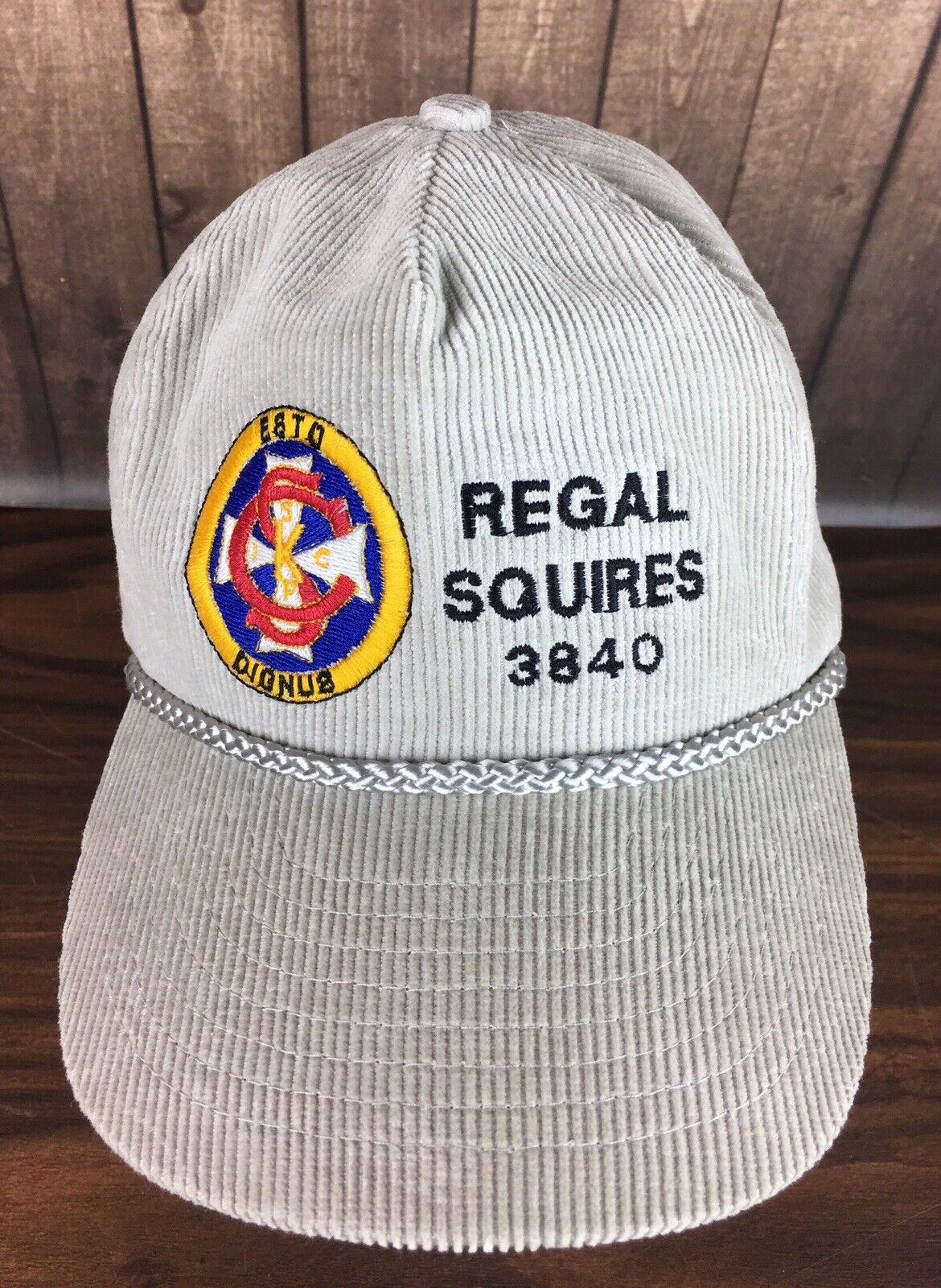 Regal Squires 3840 Knights Of Columbus  Esto Dignus Crest Corduroy Hat Cap