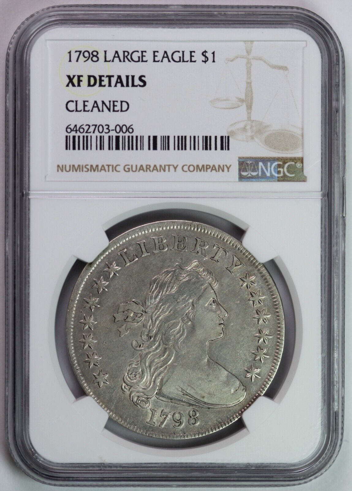 1798 Ngc Xf Details U.s / United States Large Eagle $1 Dollar - Cleaned