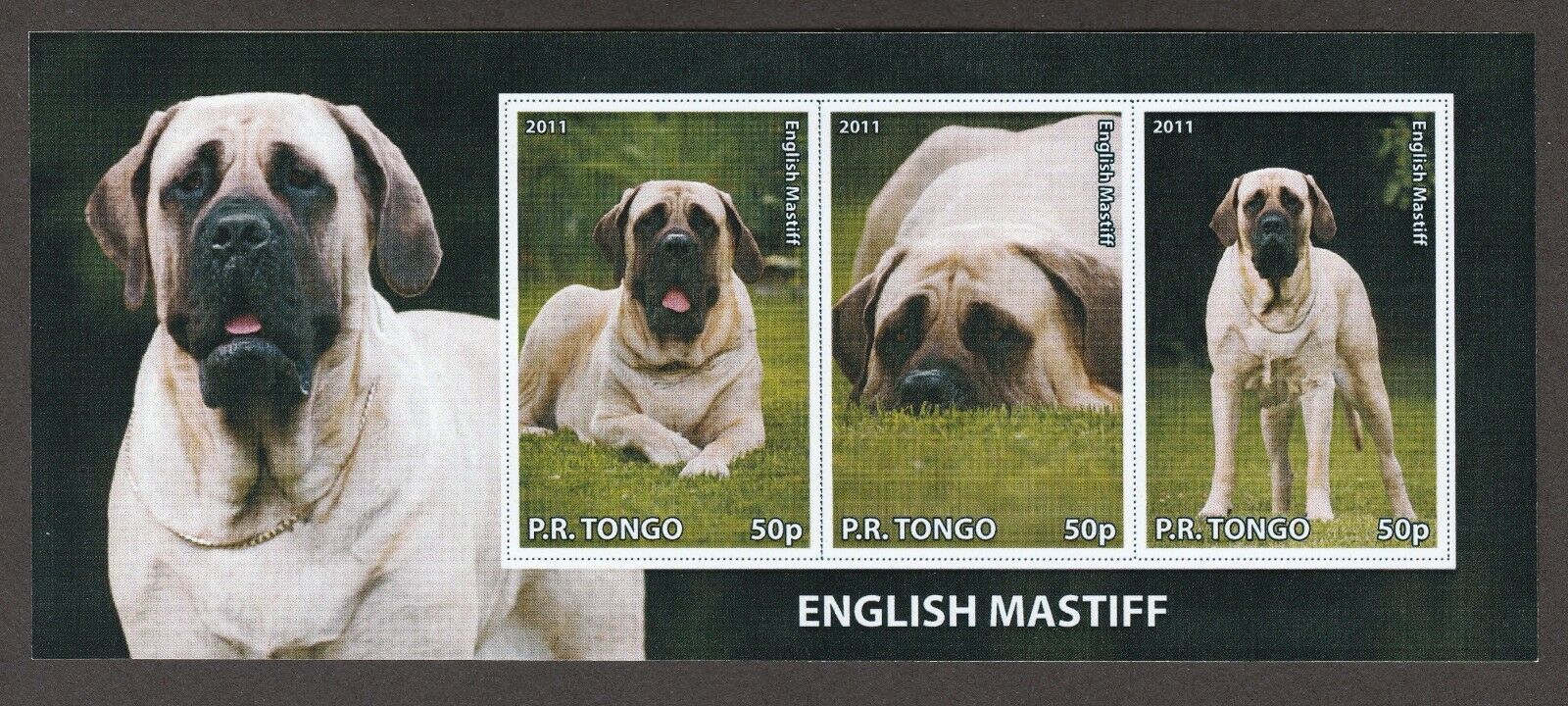 English Mastiff ** Int'l Dog Postage Stamp Art ** Great Gift Idea **