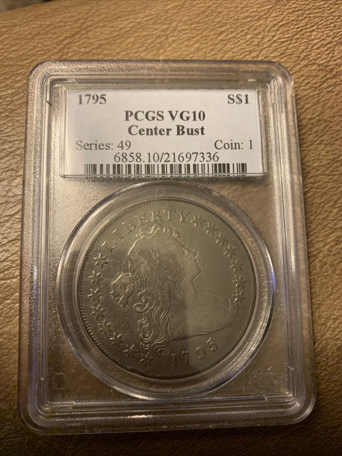 Fine Details 1795 Draped Bust Dollar - Silver $1 - Graded Pcgs Vg10 Center Bust