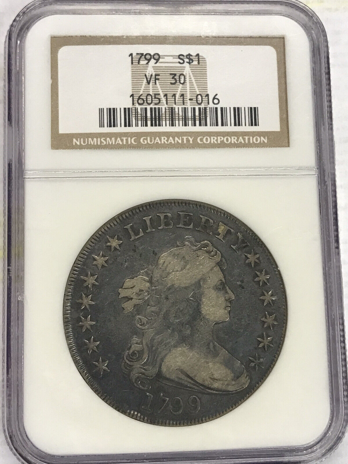 1799 Draped Bust Dollar. Vf30 Ngc