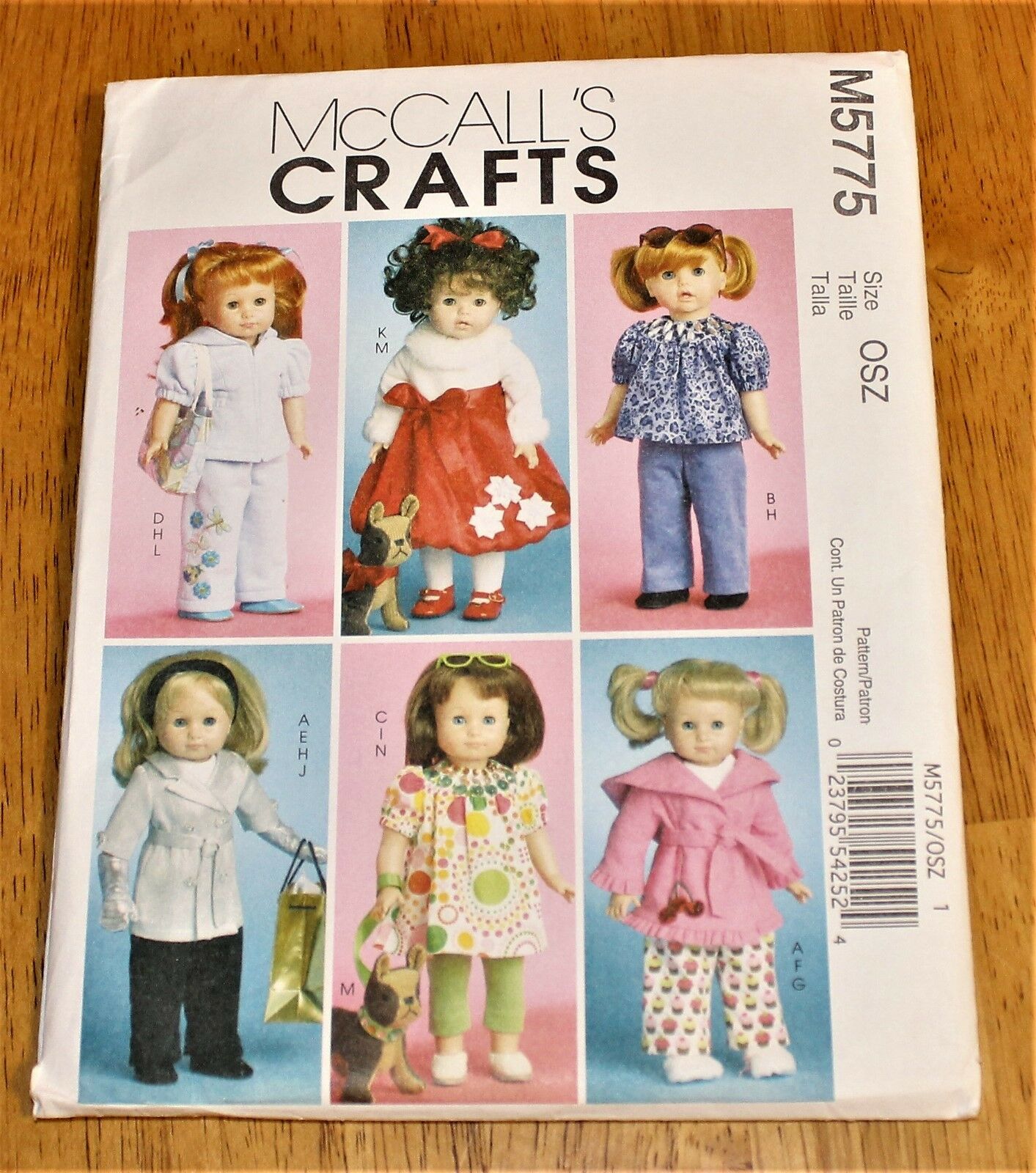 Mc Calls Pattern #5775 Fashion Outfits For 18" Dolls 6 Styles New  + Toy Dog