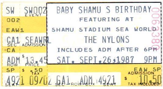 The Nylons Ticket Stub Orlando Florida September 26 1987