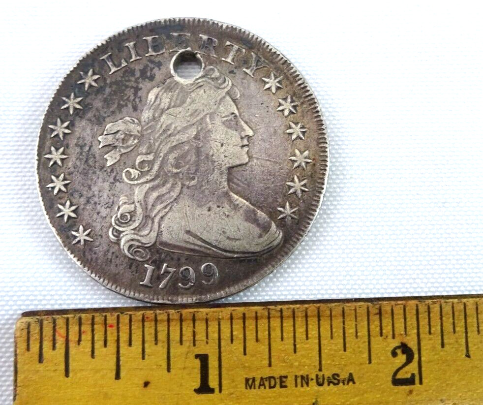 1799 Draped Bust Silver Dollar Ungraded Holed U Decide 1$ Coin Details Cc1