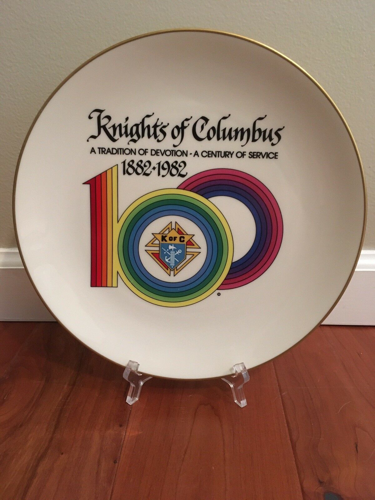Knights Of Columbus 100 Anniversary Plate 1882 - 1982 Tradition Of Devotion