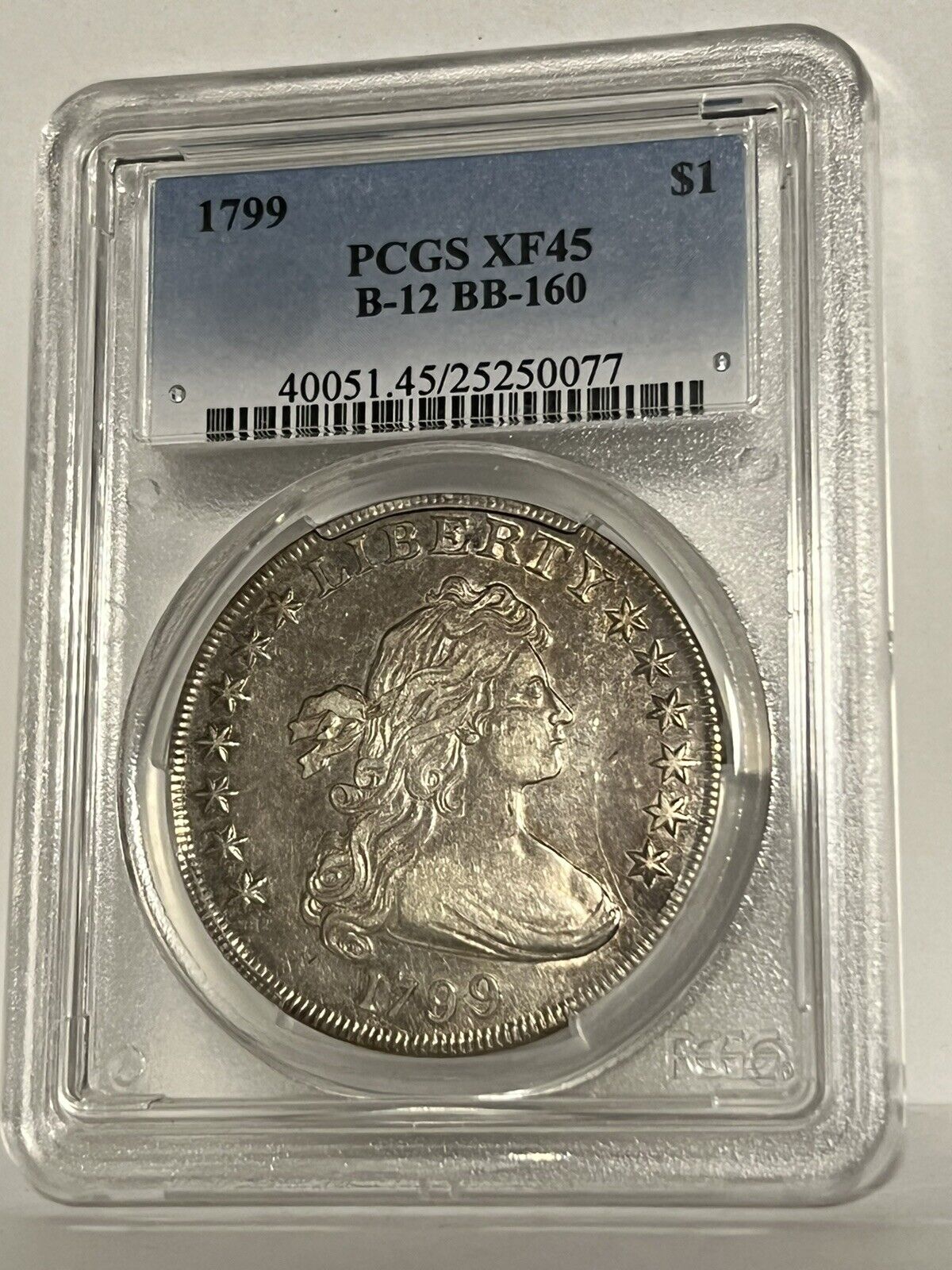 1799 B-12 Bb-160 Draped Bust Dollar Silver $1 Xf 45 Pcgs