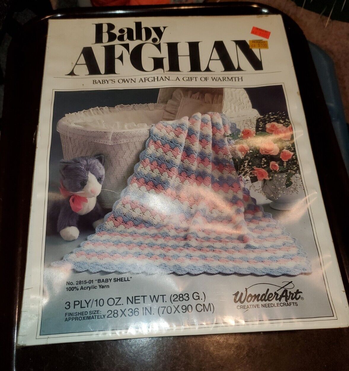 Wonder Art  Baby Afgahn 28"x 36" Sealed Kit 2815-01 "babyshell" Vintage Crafts