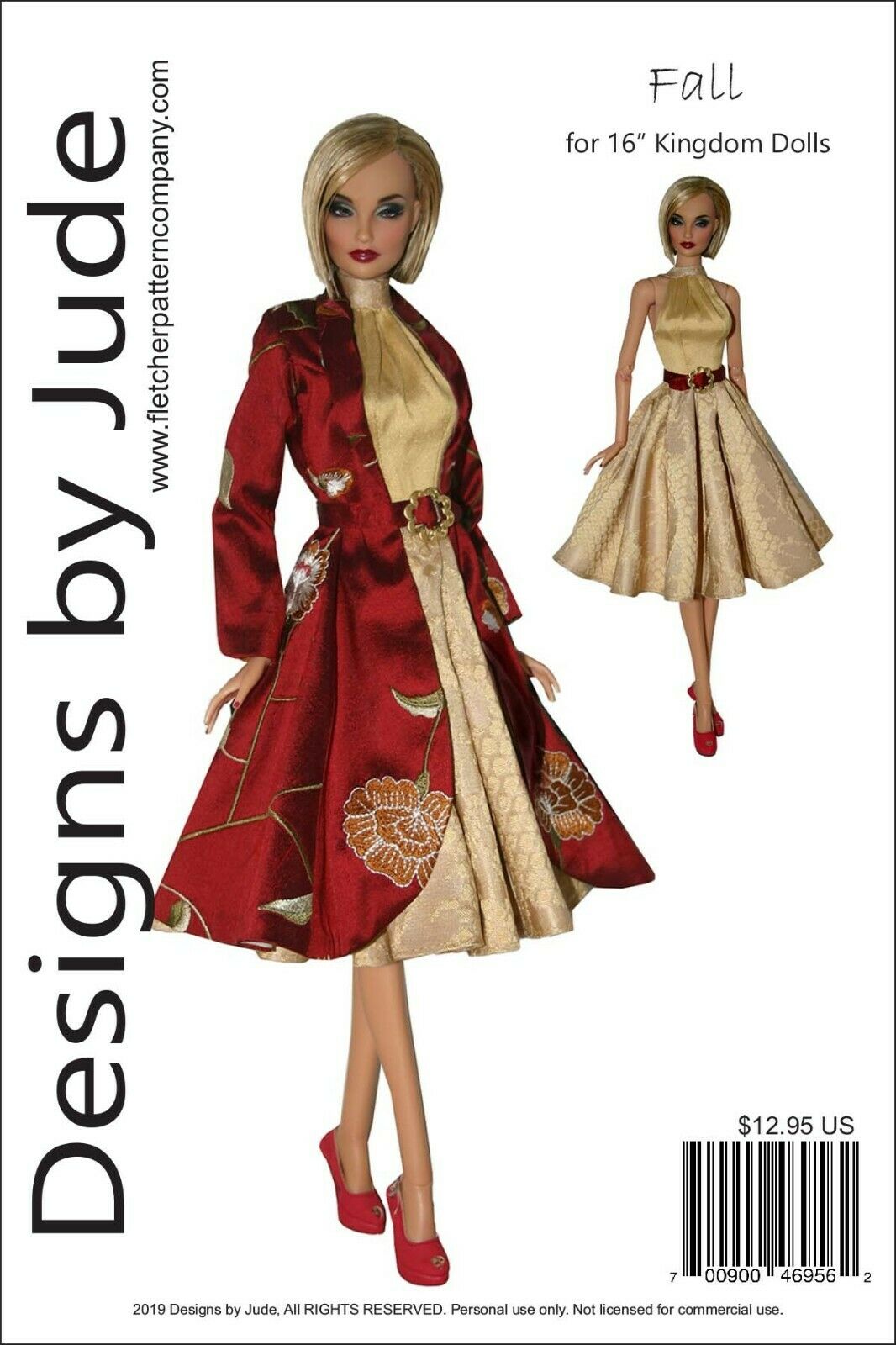 Fall Dress & Coat Doll Clothes Sewing Pattern For 16" Kingdom Dolls