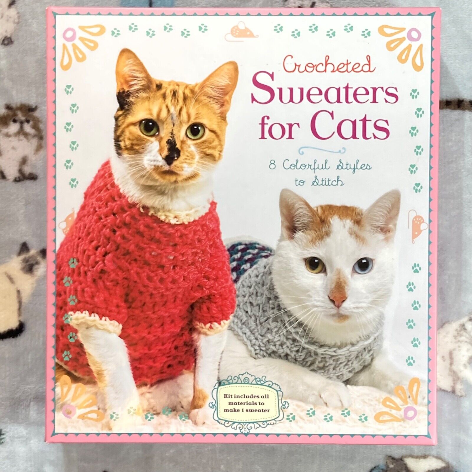 Nwt Crotchet Kit Sweater For Cats Instruction Book Yarn For Practice 8 Styles