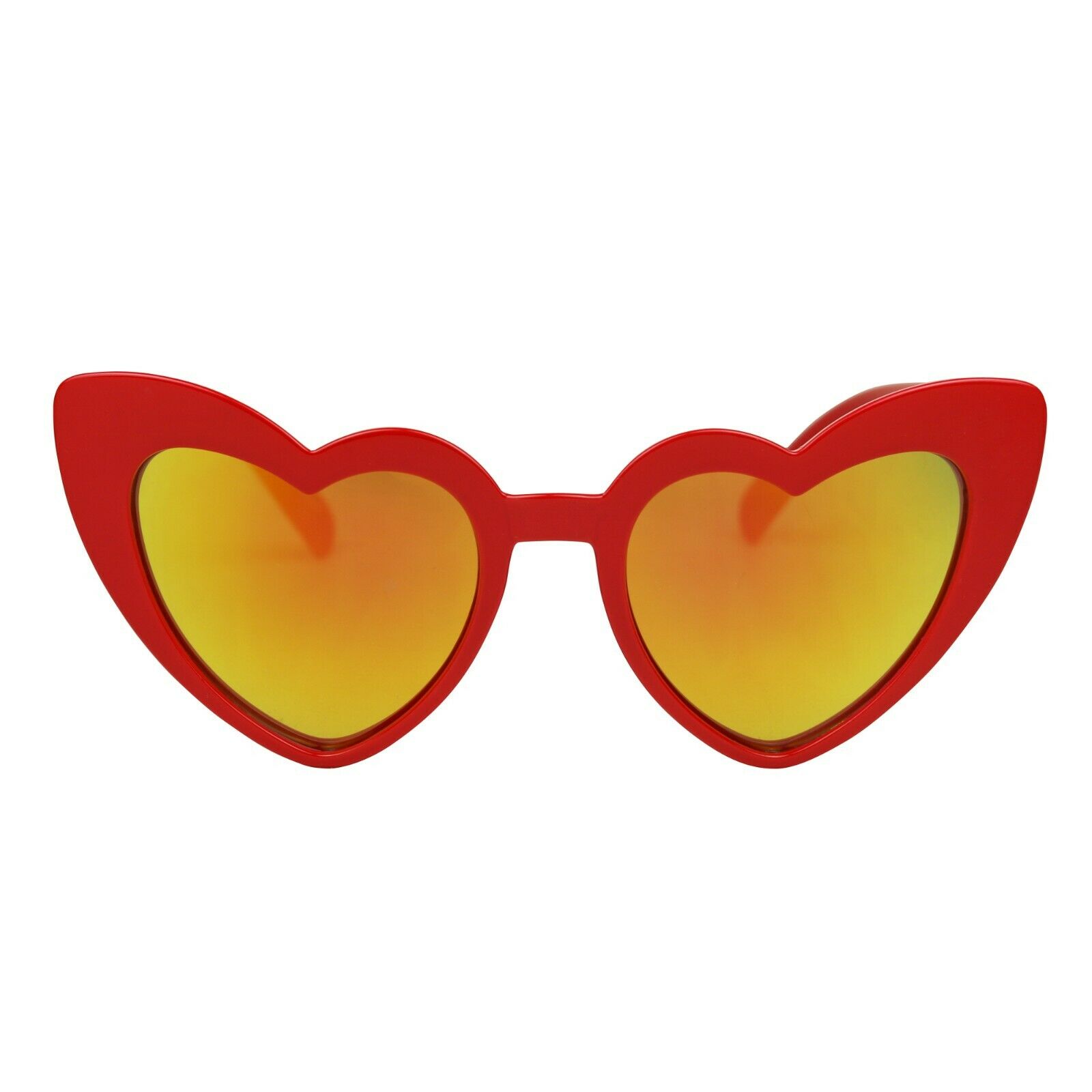 Shadyveu Trendy Cute Heart Shaped Red Frame Yellow Mirrored Lens Kids Sunglasses