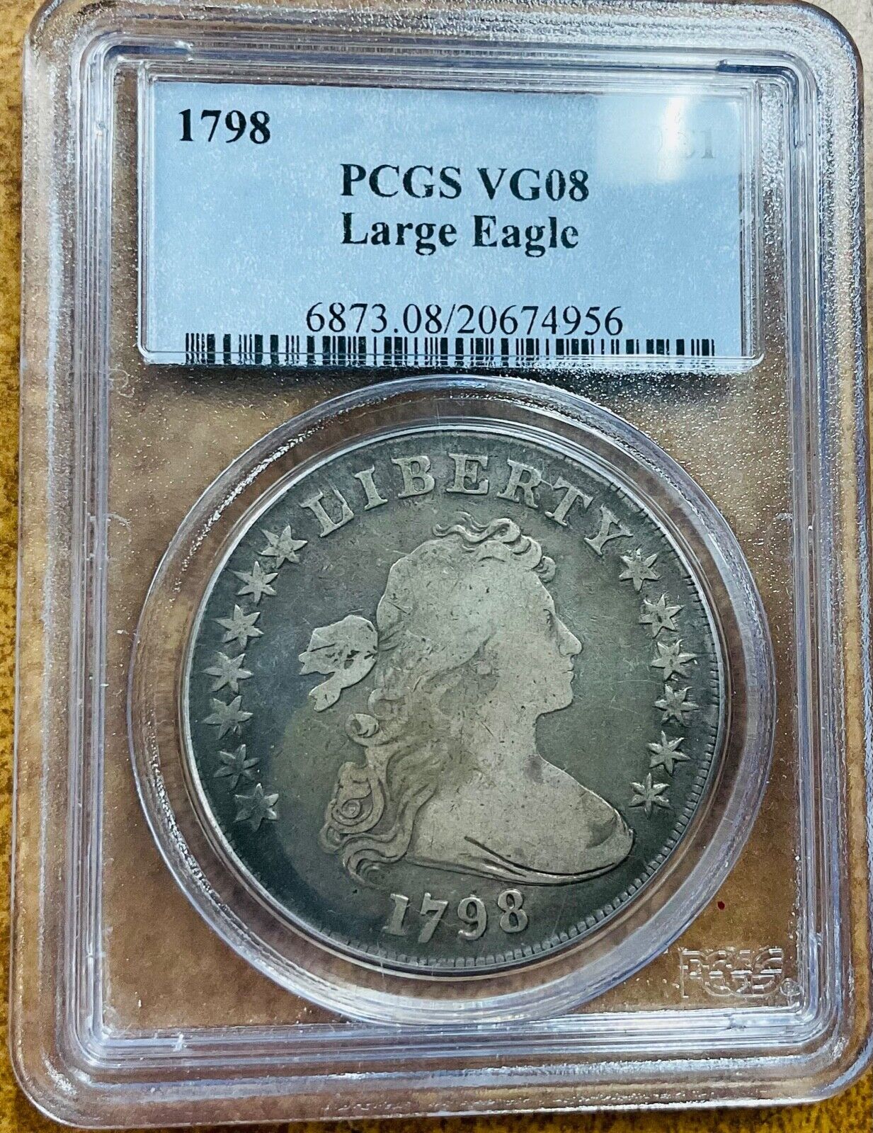 1798 Draped Bust Silver Dollar Large Eagle Reverse Pcgs Vg8