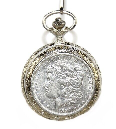 American Coin Treasure 1800s Morgan Silver Dollar Pocket Watch