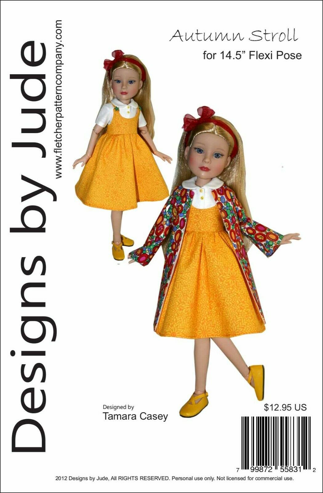 Autumn Stroll Doll Clothes Sewing Pattern For 14.5" Flexi Pose Tonner