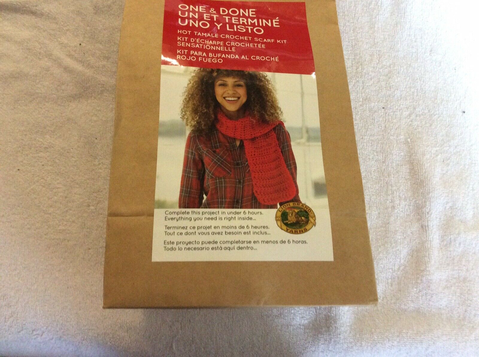 Lion Brand One & Done Hot Tamale Crochet Scarf Kit