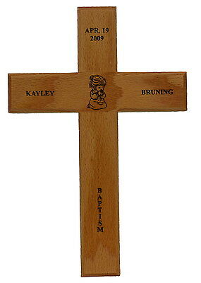 Baptism Cross Solid Oak Personalized Engraved Unique New Baby Gift Religious *