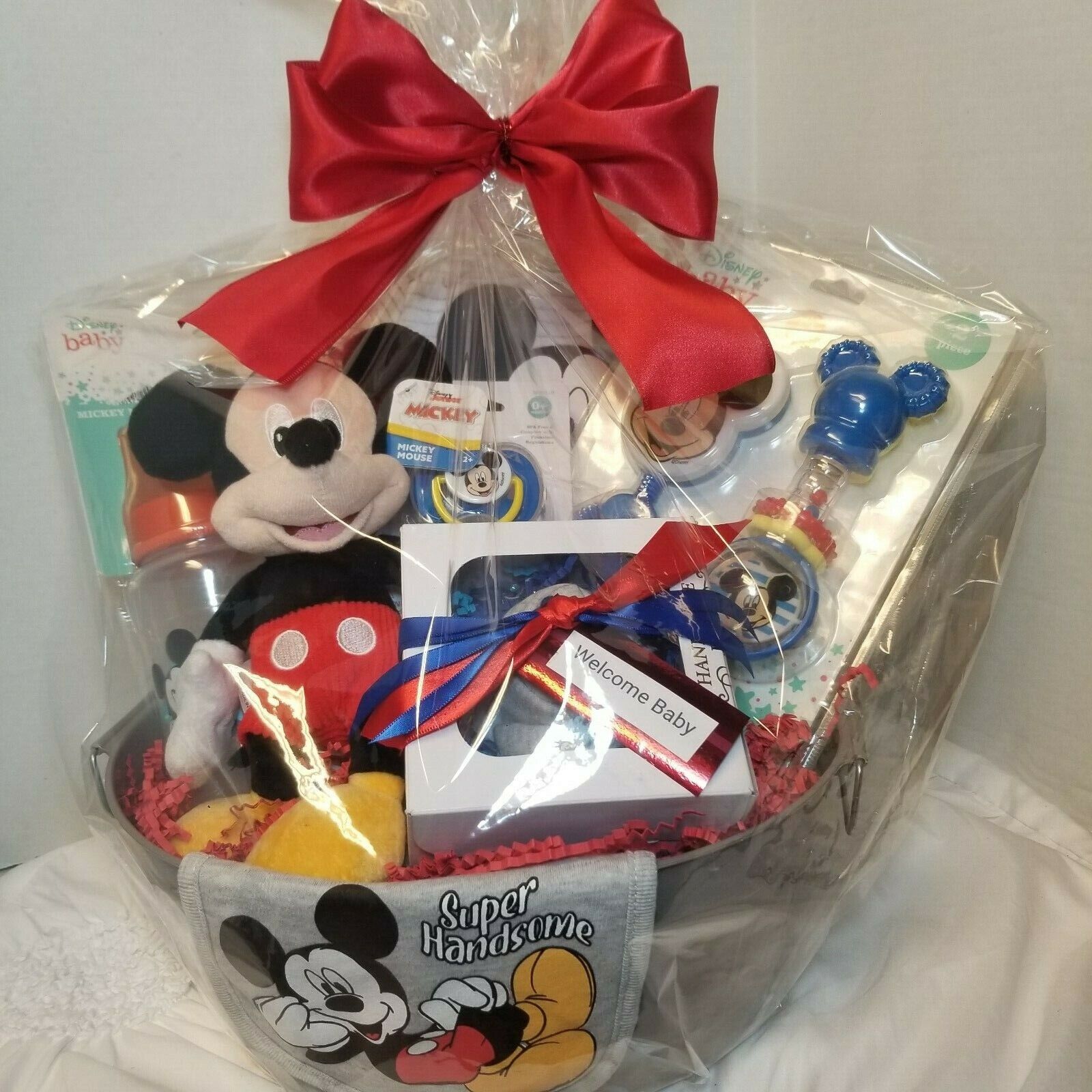 Mickey Mouse New Born Infant Baby Boy Shower Gift Basket