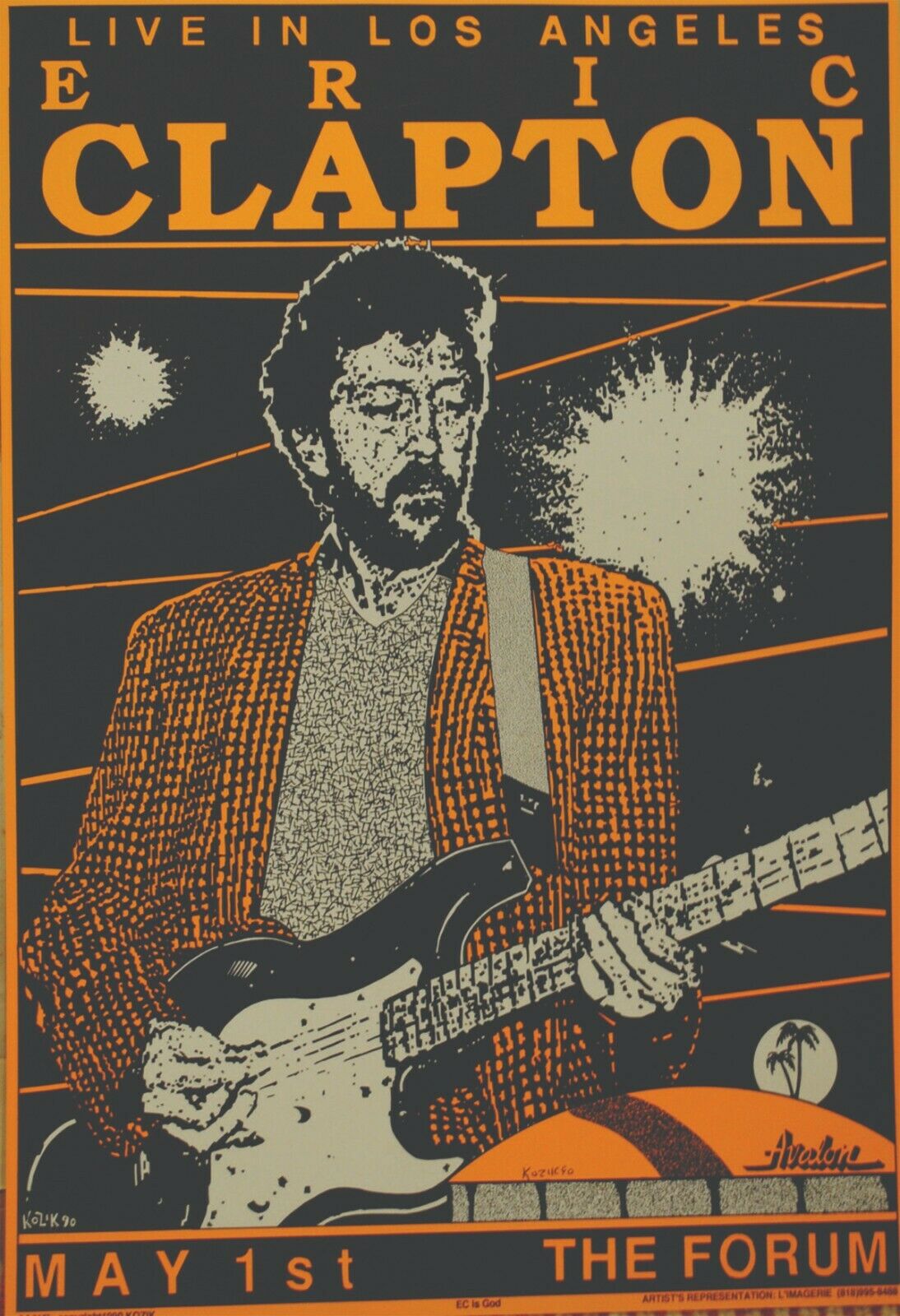 Eric Clapton Reproduction 4" X 6" Mini Concert Poster Free Top Loader
