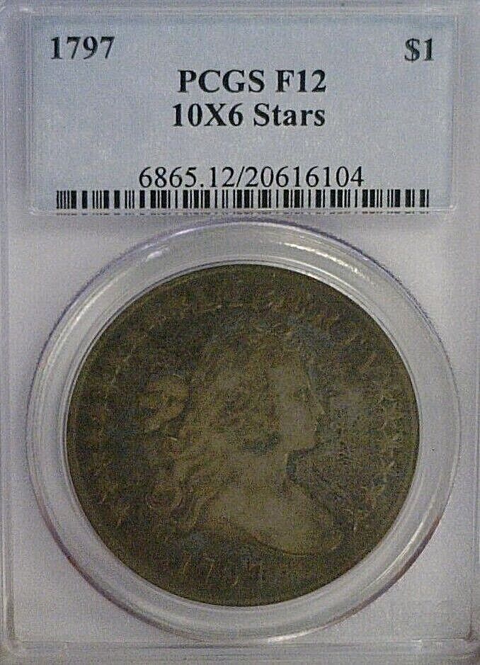 1797 Draped Bust Small Eagle Silver Dollar Pcgs F12    (1631)