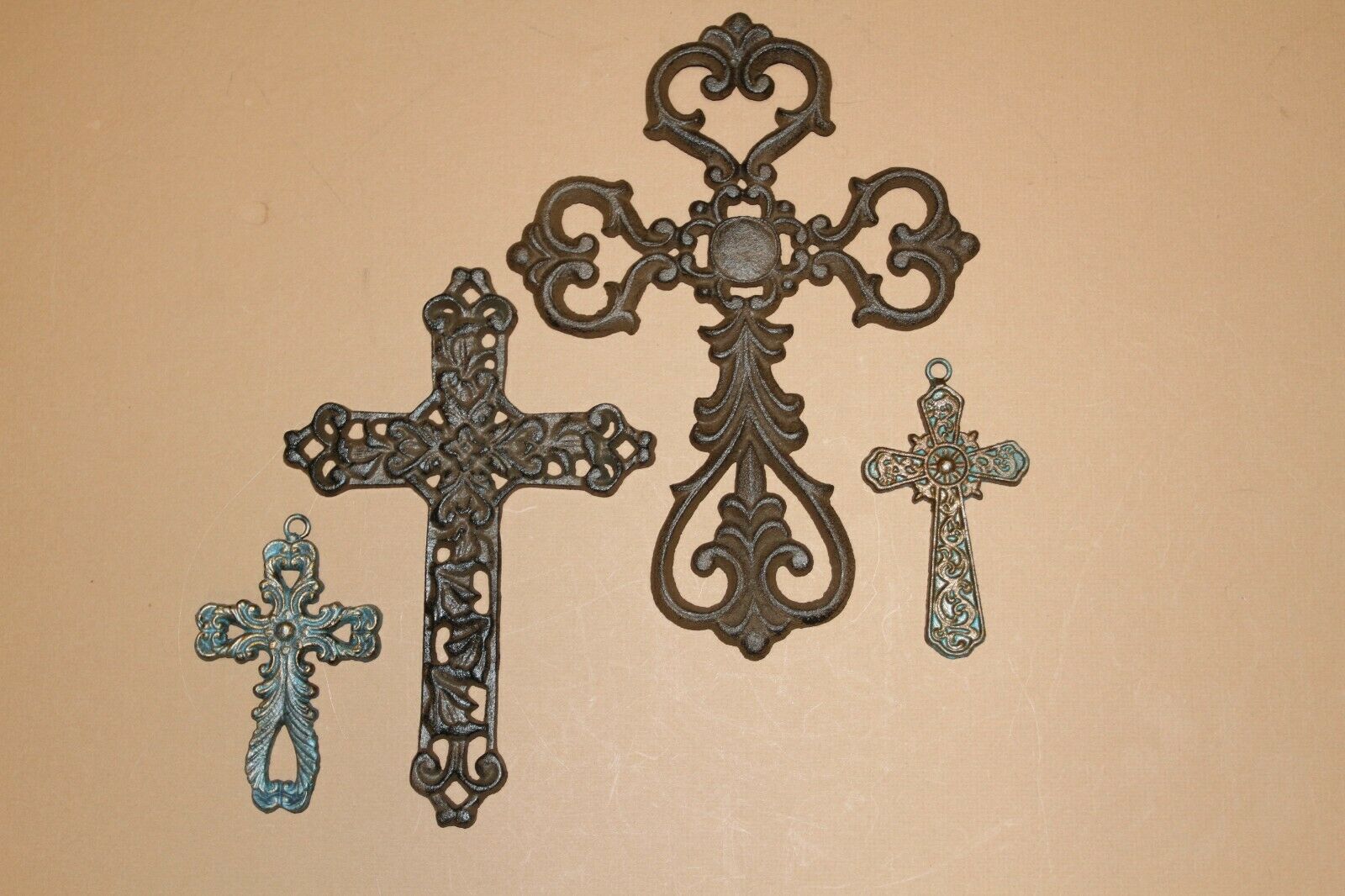 Rustic Christian Home Decor Wall Crosses Collection, Cast Iron Corpus Christy 4