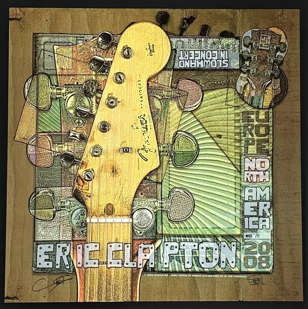 Eric Clapton Poster Europe North America Tour 08 Signed Firehouse Sperry Donovan